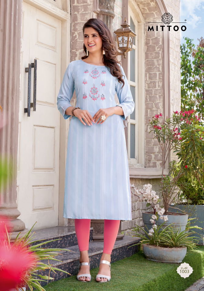 Mittoo Chand Embroidery Designer Kurtis Catalog
